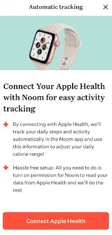 In-app Screen Capture Reads: Automatic Tracking
Connect your Apple Health with Noom for easy activity tracking